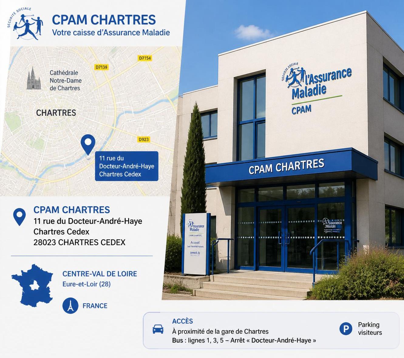 retrouvez toutes les informations essentielles sur la cpam de chartres : adresse, num&eacute;ros de contact et les proc&eacute;dures &agrave; suivre pour vos d&eacute;marches.