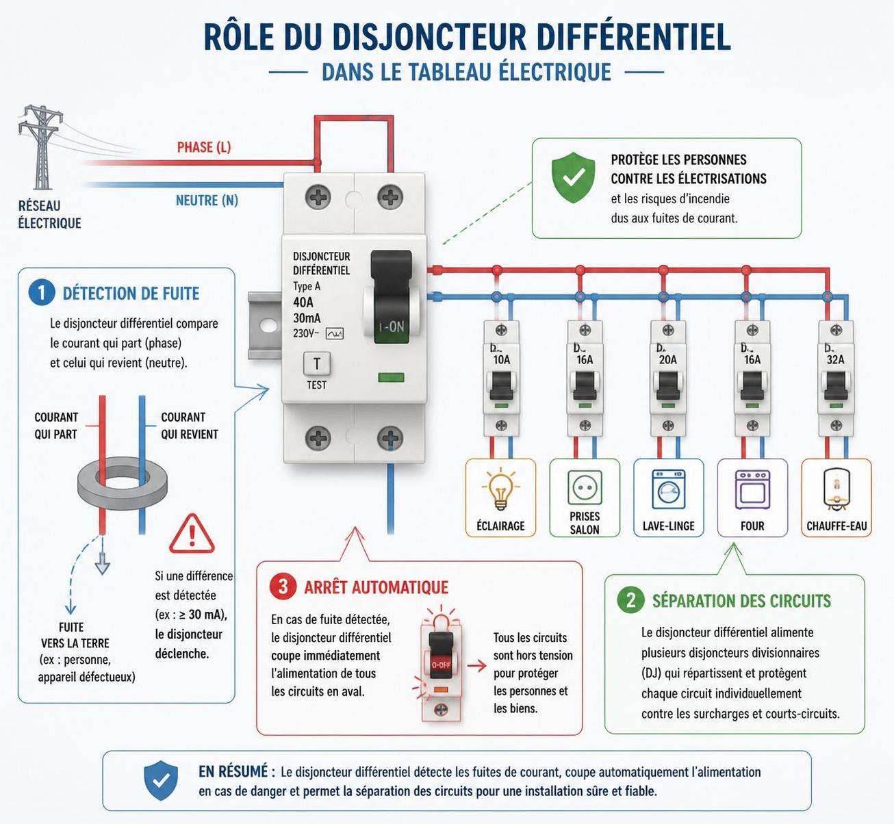 découvrez le rôle essentiel du disjoncteur différentiel, son fonctionnement précis et comment choisir le modèle adapté pour garantir la sécurité électrique de votre installation.