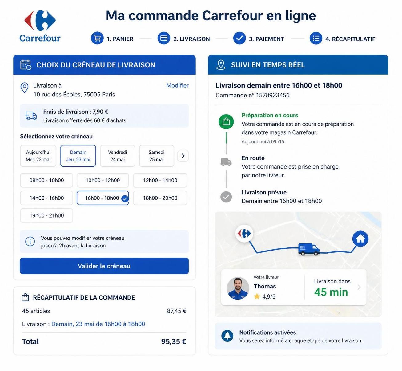 d&eacute;couvrez les modalit&eacute;s, tarifs et zones desservies par le service de livraison &agrave; domicile de carrefour pour faciliter vos courses en toute simplicit&eacute;.