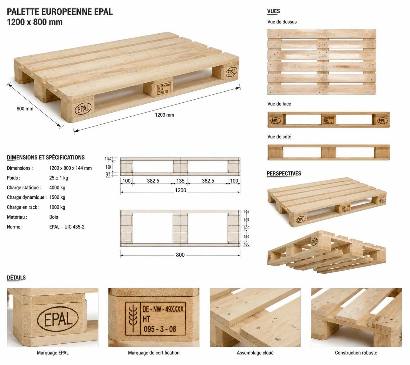 découvrez les dimensions standard d'une palette européenne ainsi que les normes et spécifications essentielles pour leur utilisation efficace en logistique et transport.